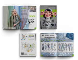 Modemagazin Abschlussarbeit Grafik- und Kommunikationsdesign fesch'n Box crea-re Grafikdesign